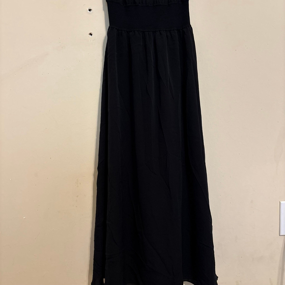 Women's Theory Black Rib Waistband Silk Combo Midi Dress S - Picture 12 of 16